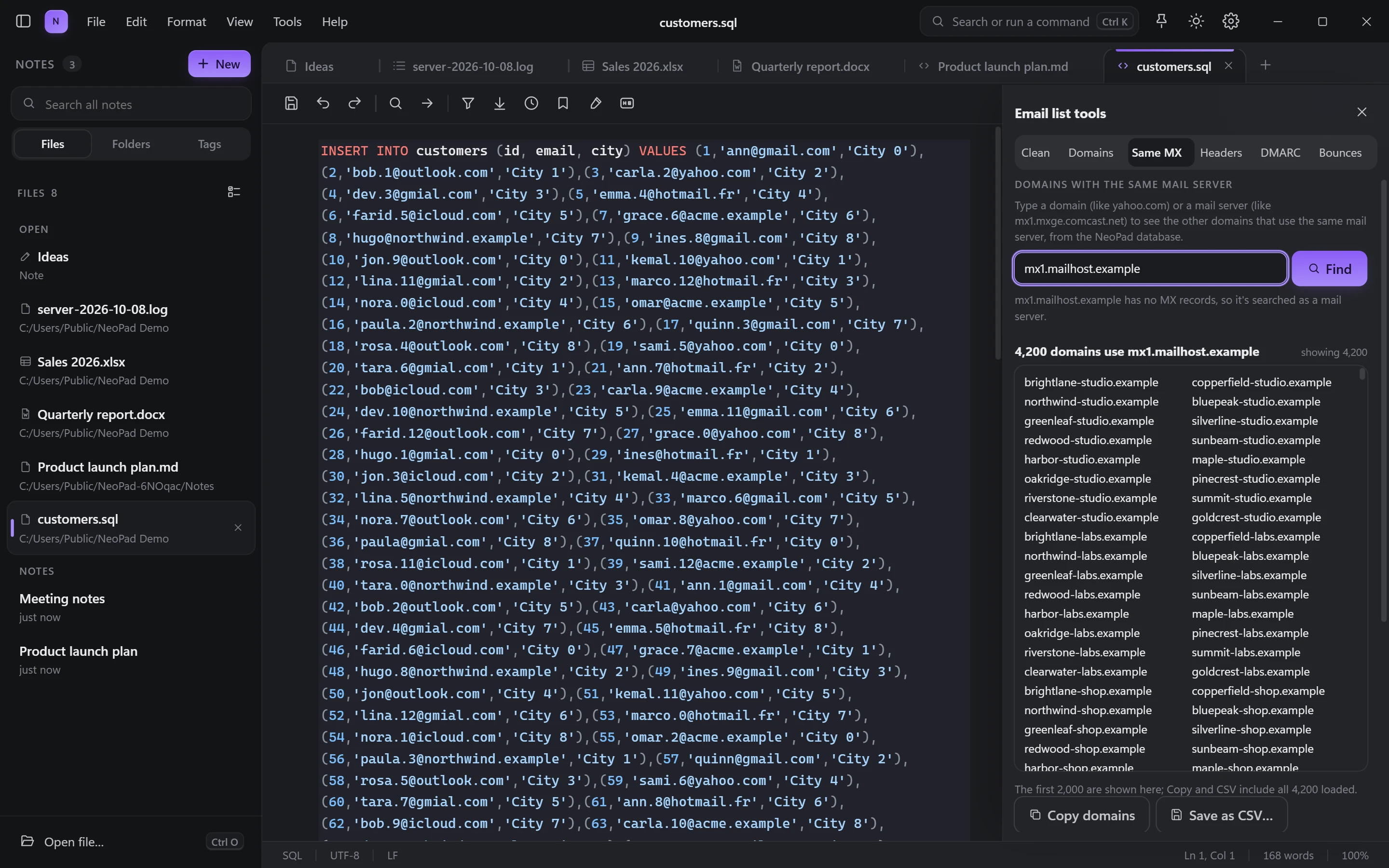 Same MX: thousands of domains using the same mail server